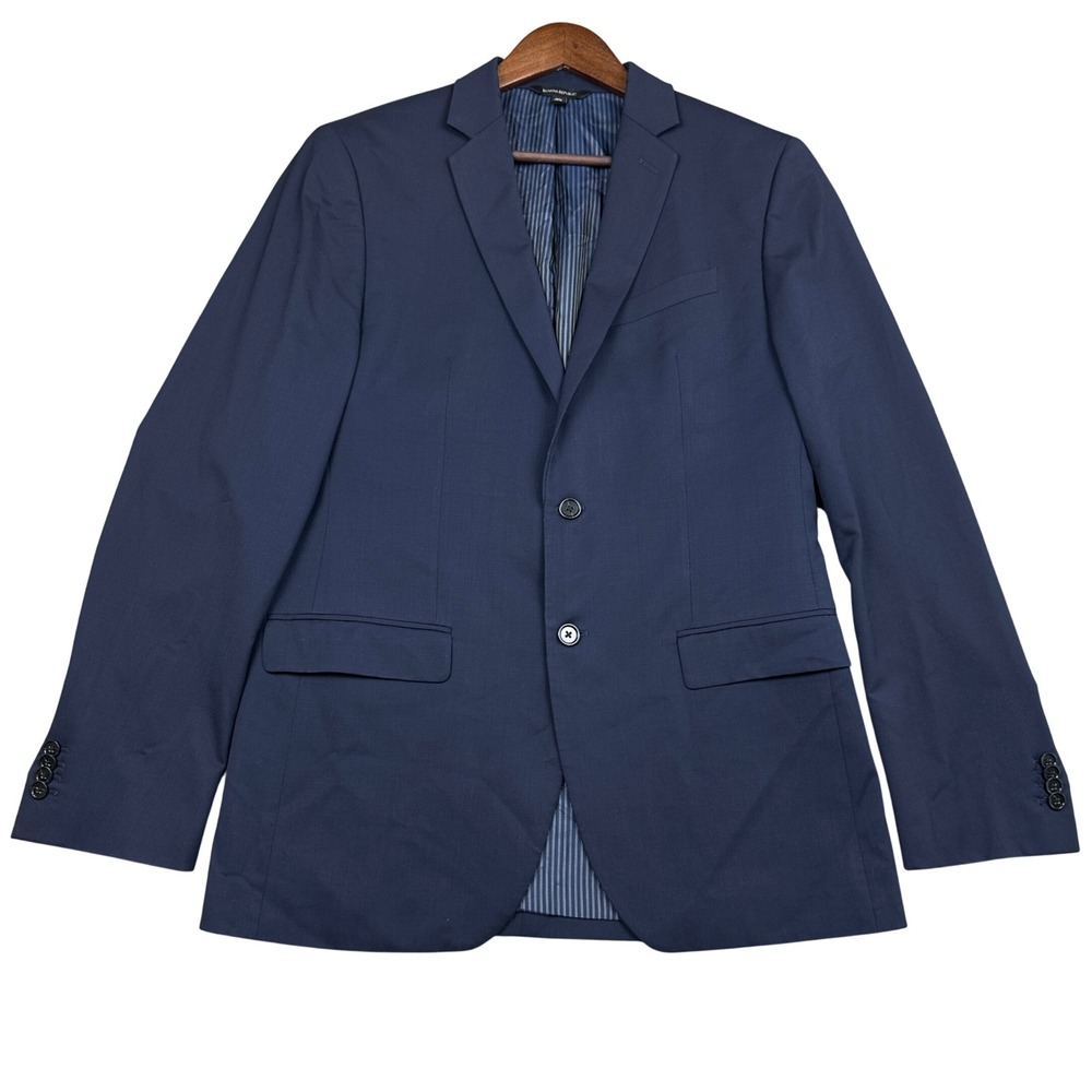 Banana Republic Mens 40L Slim Fit Blue Super 120s Marzotto Wool Blazer Jacket - Picture 2 of 10